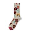 French Retro Abstract Oil Painting Mid-Calf Socks - Trendy Autumn/Winter High-Top Creative Combed Cotton for Women