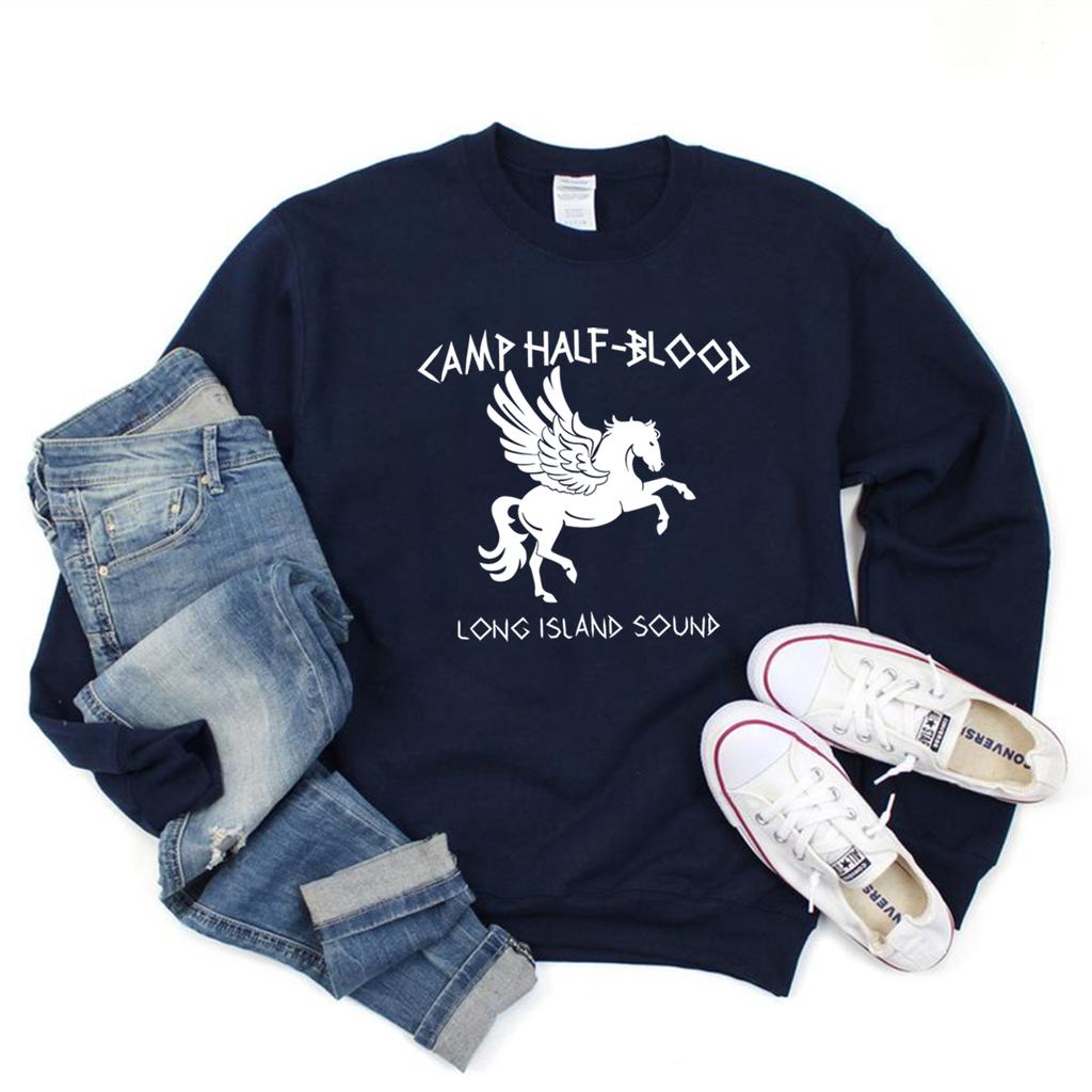 Unisex Camp Half Blood Sweatshirt Percy Jackson Hoodies Long Island Sound Olympian SPQR Pullover Vintage Unisex Sweatshirts Streetwear