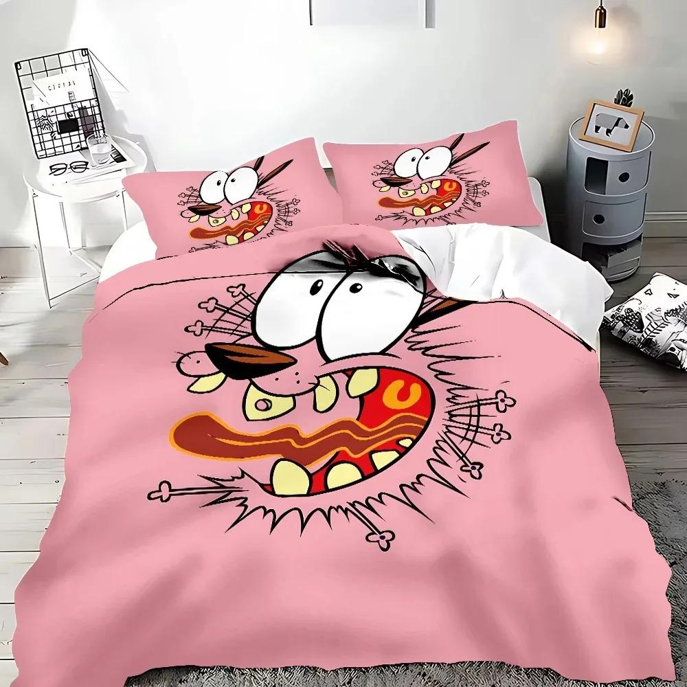 Cartoon C-Courage The Cowardly Dog Duvet Cover Pillowcase Bedding Set Children Bedroom Decoration Gift Single Double Large Size