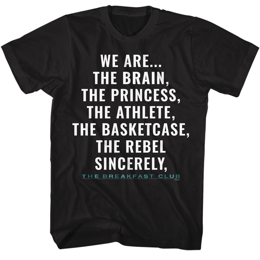 The Breakfast Club Movie Brain Athlete Basket Case Princess Rebel Men T Shirt XXXXL