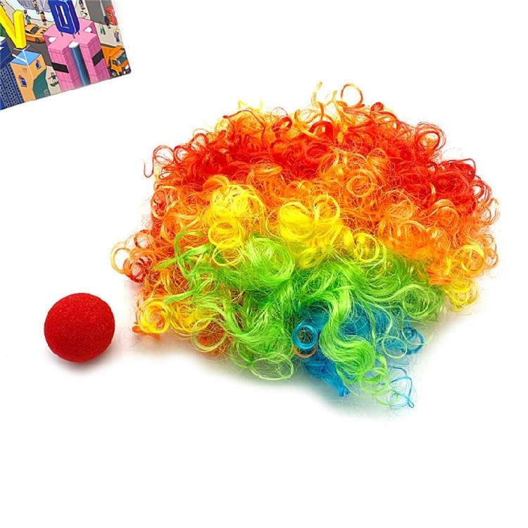 Clown Roleplay Cosplay Costume Outfits Halloween Clown Dressing Up Set Clown Nose Colorful Wigs