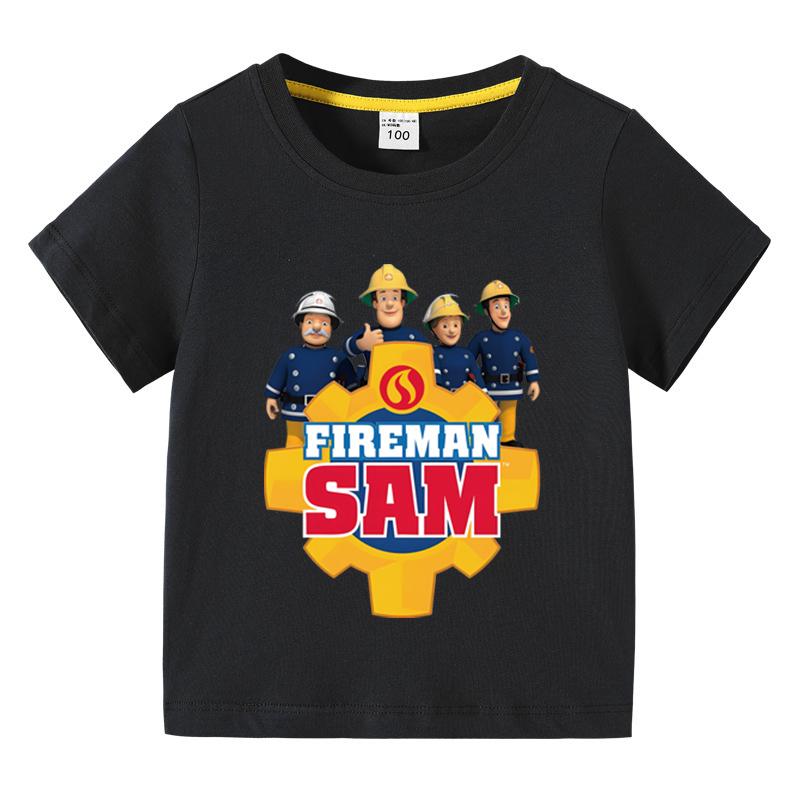 Anime Kids Tee Shirts Fireman Sam Graphic T Shirt for Boys Clothing Pop Hot Sale Girls Short Sleeved Tshirt Funny Kid Y2k Tops