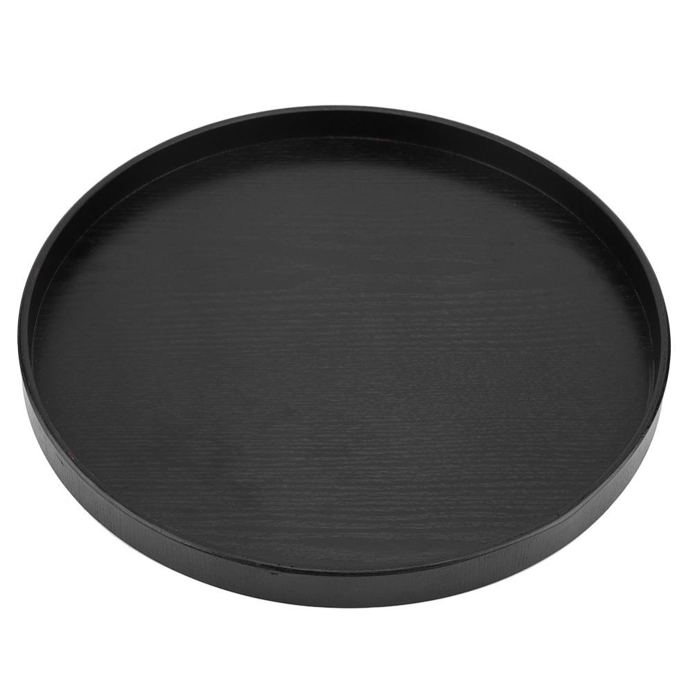 

Dishes Platter Round Shape Wood Serving Tray Black Nature Wood Decorative Platter 33cm Size Multipurpose Server Breakfast Tray светло-серый