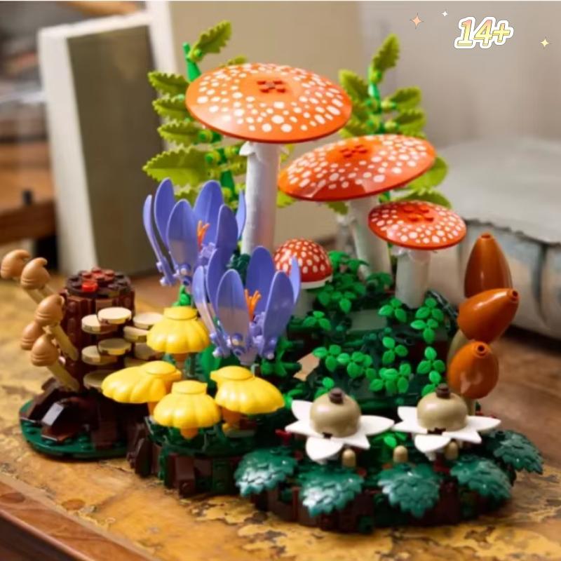 New Arrival Woodland Mushrooms Plant Building Blocks Set 806 Pieces Adult Assembly Creative Display Model Holiday Birthday Gifts
