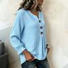 Women's Knit V-Neck Top with Ruffled Sleeves, Loose Flattering Fit