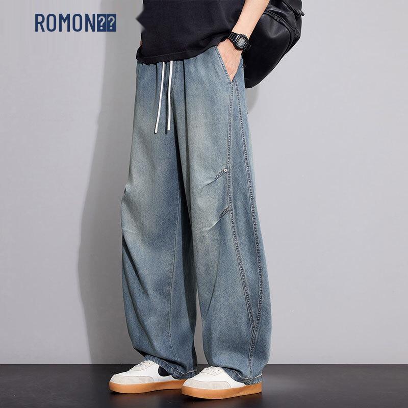 Romon Men s Tencel Loose Straight Jeans L