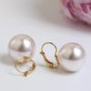 1 Pair Faux Pearl Dangle Earrings for Women, Gold Plated Drop Earrings, Large Faux Pearl Huggie Hoop Earrings