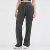 Autumn and winter women's yoga new sports and leisure high waist loose drawstring straight fleece warm wide leg sweater pants