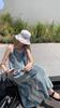 Nestkanina Cami Cool Summer DRS028 Women's Maxi-Length Dress, Dress, Flared, Long, A-Line, Spring/Summer Dress, (XL, Blue)
