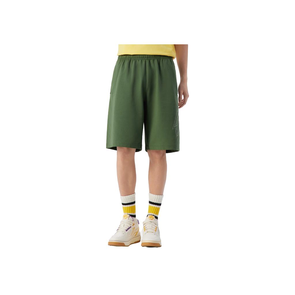 Li Ning Life Series Sport Minimalist Solid Color Elastic Letter Casual Shorts Men shorts Dark-Wilderness-Green AKSV529-3