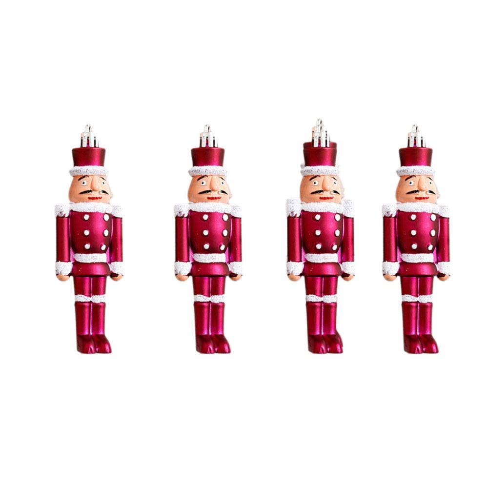 2/4 Pièces Pendentif Sapin de Noël en Plastique Soldat/Cactus/Voiture Rouge Doré Décoration Suspendue de Noël Décoratif