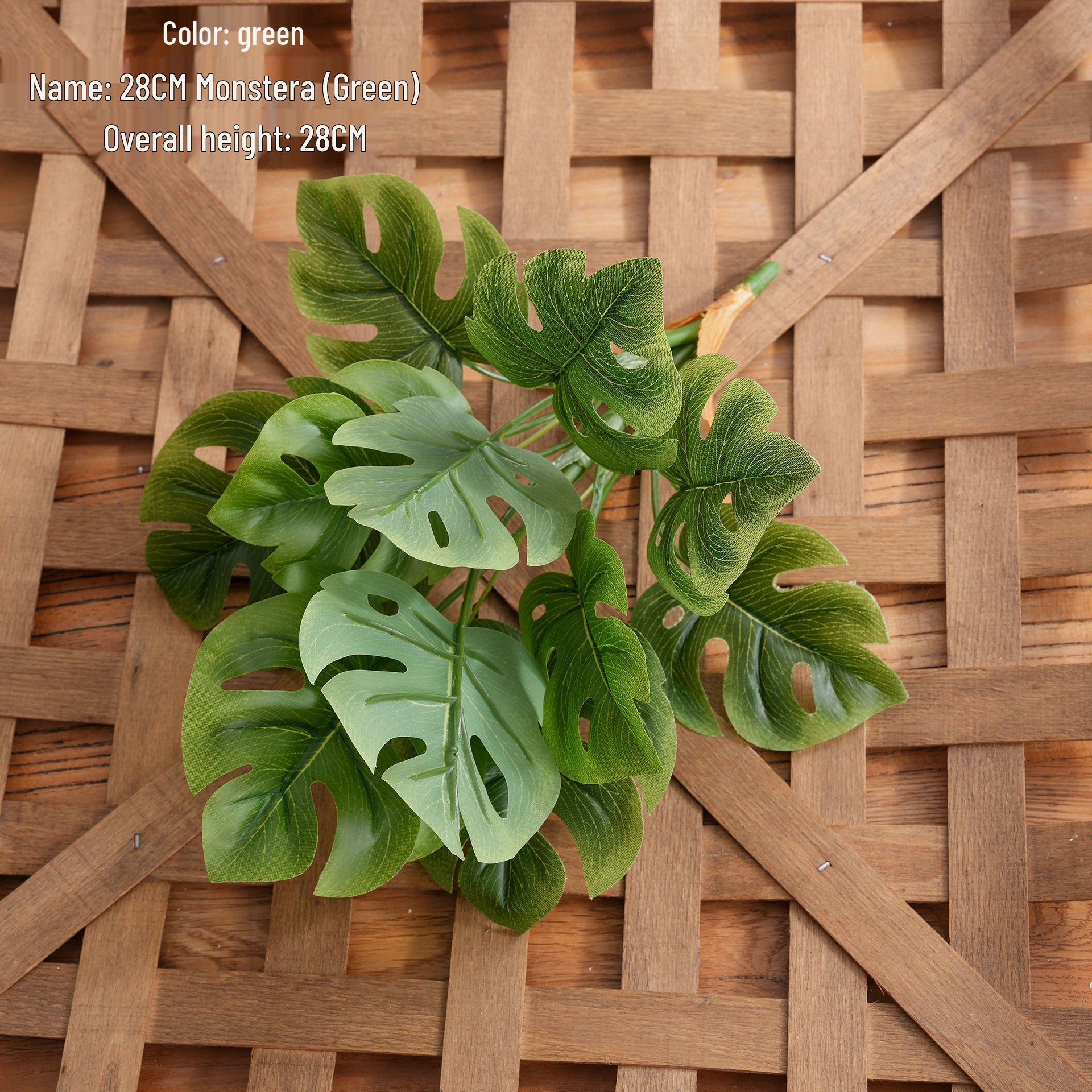 28cm Monstera Handheld Bouquet Artificial Green Plant for Wedding Decoration