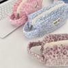 Ins Retro Leopard Plush Handheld Makeup Bag Female Cosmetic Bag Students Toiletry Bag High Beauty Pencil Case Stationery Pouch