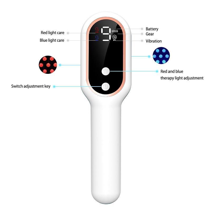 Electric Scalp Massager Comb with Red/Blue Light & Rollerball Applicator for Minoxidil and Essential Oils Chinese