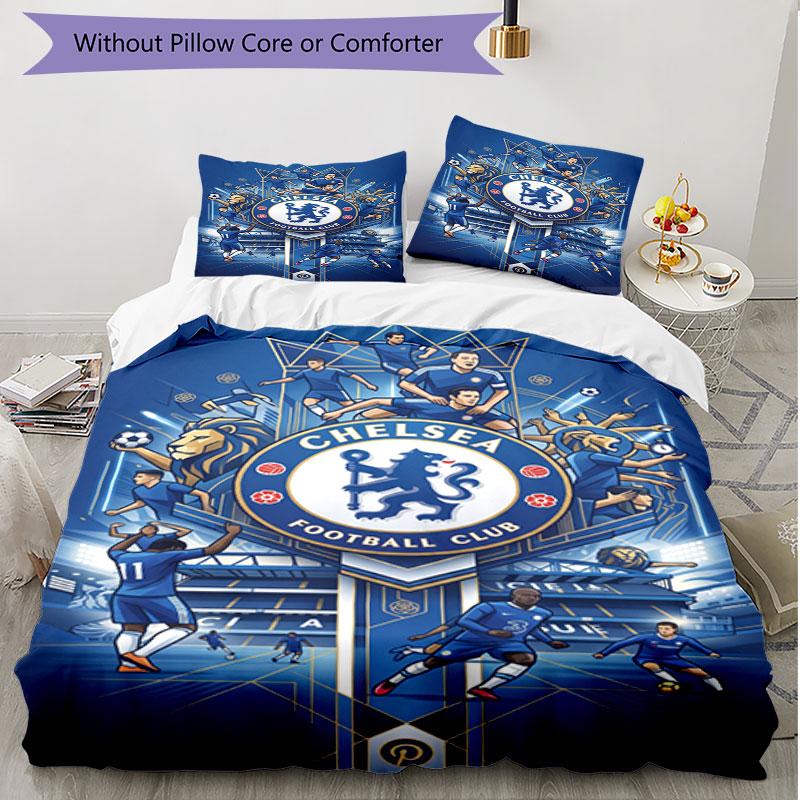 3pcs Duvet Cover Set (1*Duvet Cover + 2*Pillowcase, Without Core), Chelsea FC Print Soft All‑Season Bedding Set, Home Bedroom Decor Gift