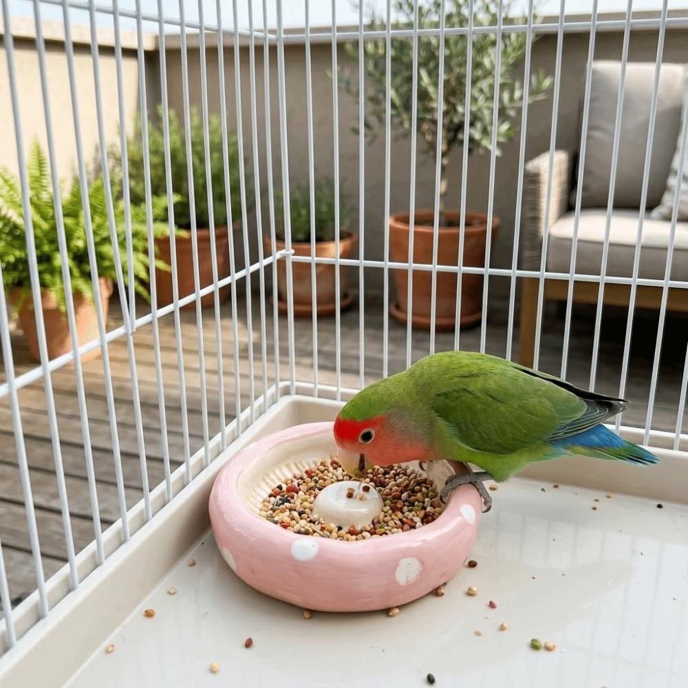 Ciotola per Cibo a Forma di Fungo in Ceramica per Criceti Vassoio di Alimentazione Multiuso Carino per Animali Domestici Ciotola per Cibo Anti-Sversamento per Porcellini d'India per Piccoli Animali
