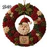Tree Poke Art Wreath DIY Christmas Kit, 3D Fabric Santa Snowman Elk Handmade Set, Holiday Front Door Decor Crafts