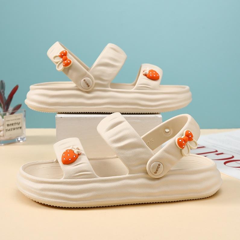 

Sandals Summer Versatile For Little Girls Featuring Lightweight Eva Material And Adorable Cartoon Style Beige Original,26/27