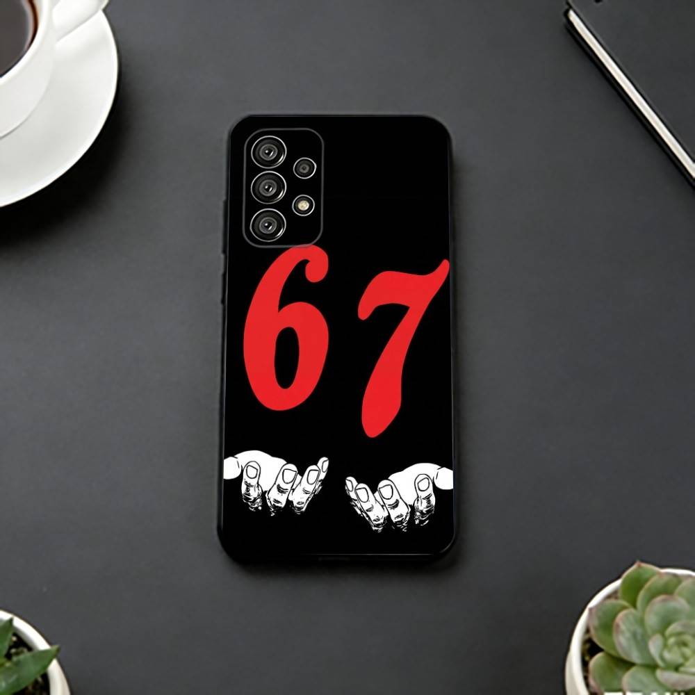 Six S-Seven 67 Phone Case For Samsung S25,S24,S21,S22,S23,S30,Ultra,S20,Plus,Fe,Soft Silicone Black Cover