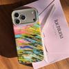 Colorful Rainbow Brushstroke Star Glitter Phone Case For iPhone 15 16 17 Pro Max INS Artistic Y2K Style Large Window Shockproof