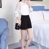 Women  Summer Casual Shorts High Waist A-line Shorts Loose Wide Leg Chiffon Shorts Chic Lady Black White Suit Shorts