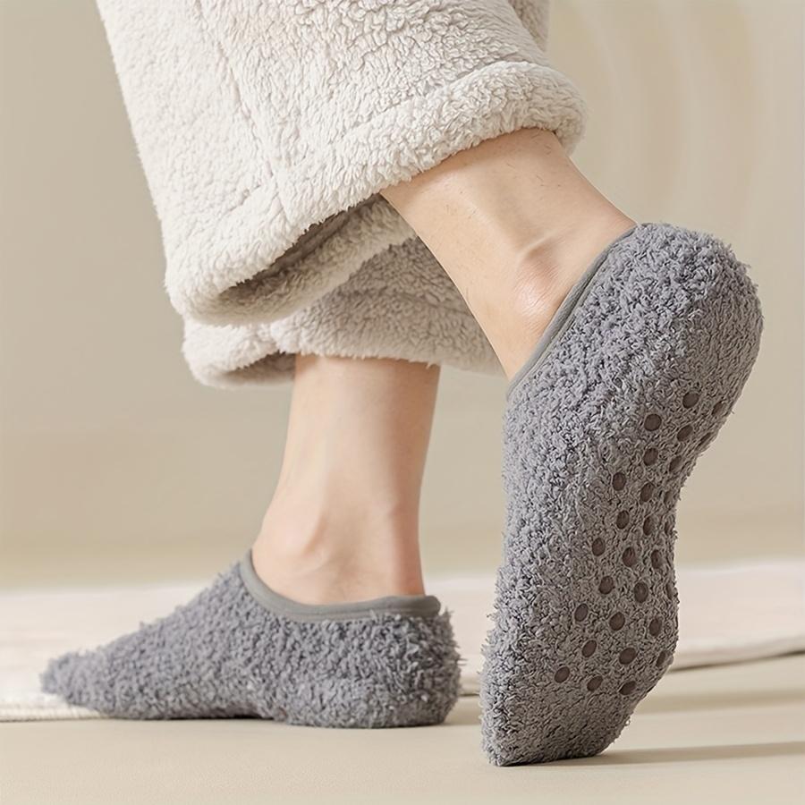 Thick Winter House Socks for Men–Coral Fleece Thermal Socks with Anti-Slip Sole, Elastic Cuff for All-Day Comfort