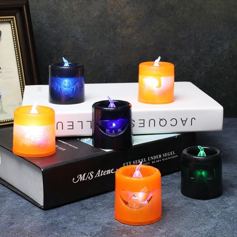Halloween Pumpkin Candle LED Glowing Pumpkin Lantern Halloween Costume Props Candle Lantern