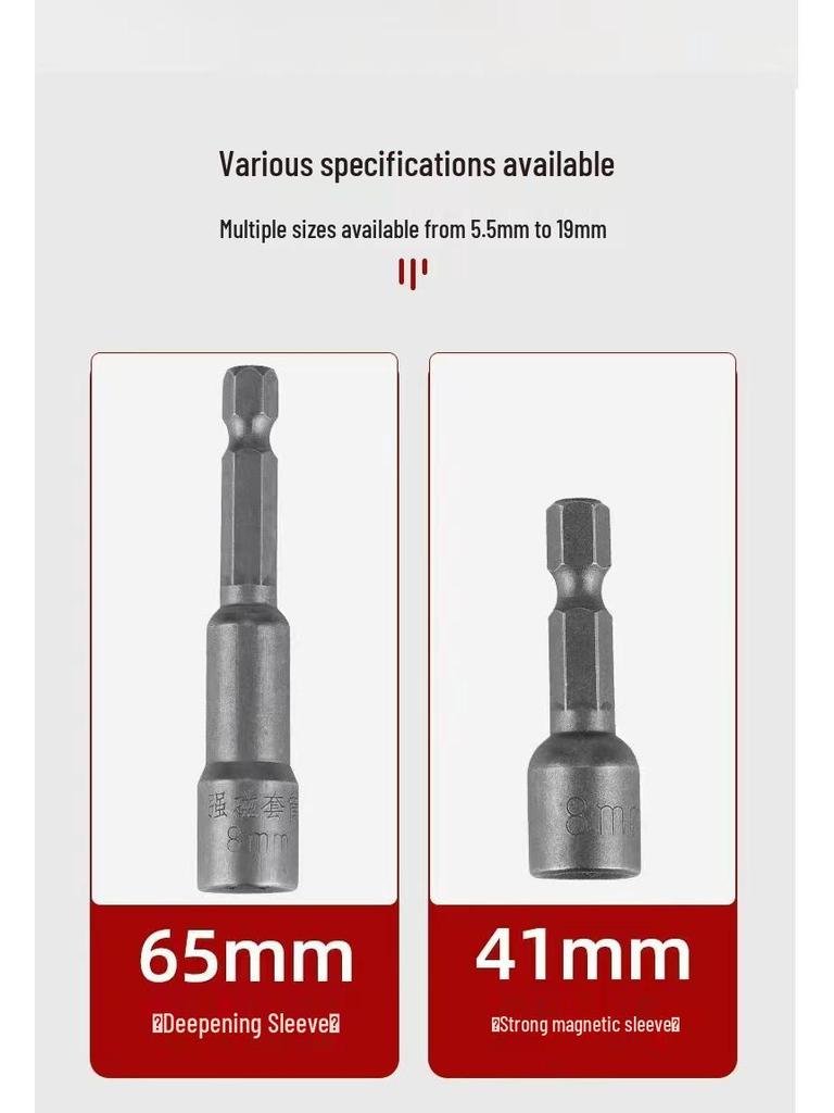 High-Strength Magnetic Drill Bit Holder, 8mm Self-Tapping Screw Sleeve, Durable Non-Demagnetizing Bit Holder Sleeve