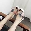 Fashion Sexy Peep Toe Platform Wedge Sandals Flower Pearl Mesh Hemp Rope Woven Thick Bottom High-heeled Slippers Women Roman Shoes