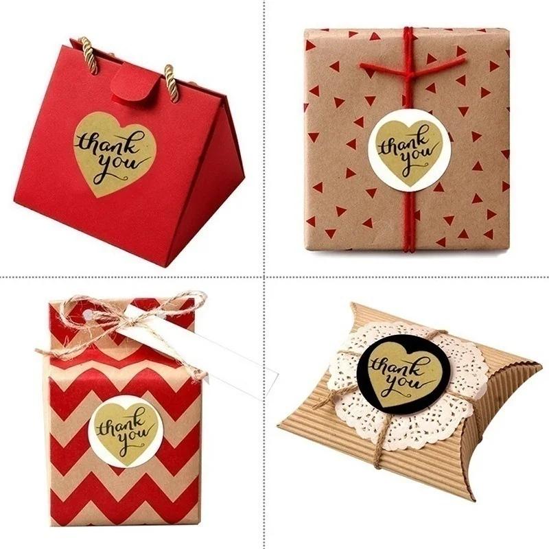 Party Supplies Bag 3 Types 500pcs/roll Inch Round Natural Kraft Handmade Stickers for Wedding Decor Cookie Gift Bag Packaging