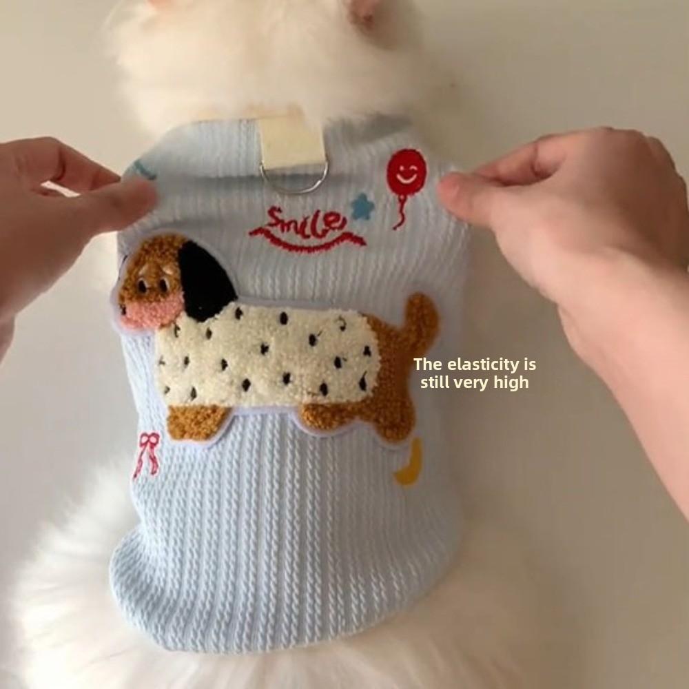 Breathable Dog Undershirt with Leash Hook Cat Clothes New Puppy Vest for Small Dogs