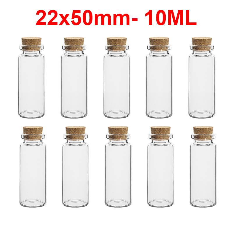 1/5/7/8/10/12/15/20ml Mini Clear Glass Bottles with Cork Stoppers Message Wishing Drifting Bottle Empty Spice Bottle Jars Gifts