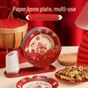 Festive Disposable Paper Plates Set for Snacks and Fruits - Red Hardened Candy Box for Wedding or New Year's Events