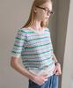 LUSIDA Jacquard Striped Short Sleeve Knit_3 Colors