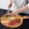 Wood Cutting Board Round/Rectangular Charcuterie Board with Handle Portable Dinner Plate Serving Tray Kitchen Chopping Board