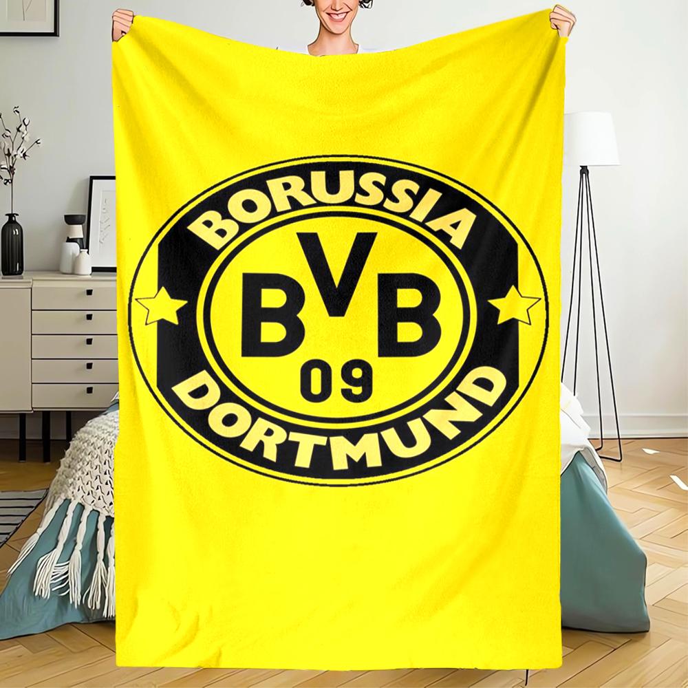 Borussia Dortmund Thema Bedruckte Decke - Perfekt für Sofa, Bett, Reisen & Outdoor-Nutzung | Maschinenwaschbar, Gemütlich & Langlebig.
