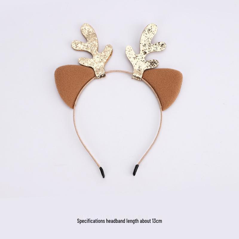 Golden Sequin Reindeer Antler Headband - Cute Christmas Hair Accessory for Girls
