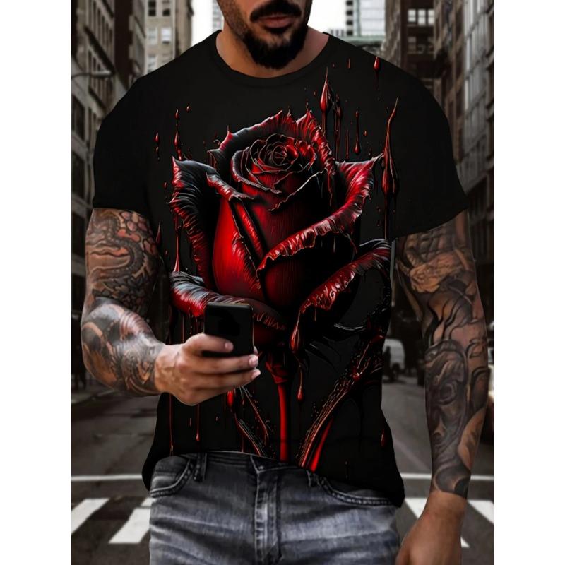 Men's Short Sleeve Tee 3D Skull Print Tops Crew Neck T-Shirts Summer Oversized T-Shirt Hip Hop T-Shirts