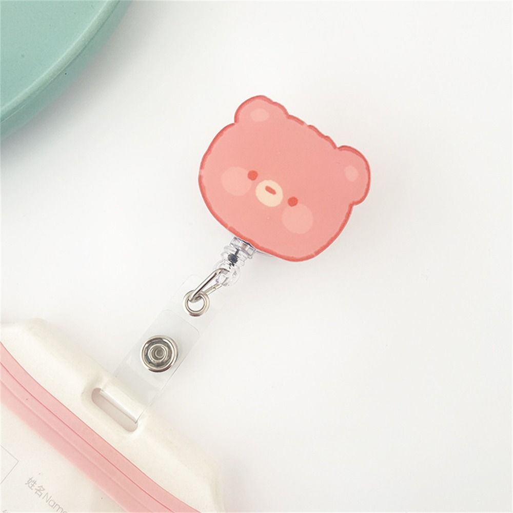 Work Card Clip Bear Rabbit ID Card Clips Name Card Holder Nurse Badge Holder Retractable Badge Reel