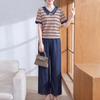 Xuexi Women's Striped Summer Two-Piece Set