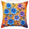 2D Flat Printed Floral Pattern Non-real Embroidery Pillows Polyester Pillowcase, Sofa Decorative Cushion Cov Headboard Pillow