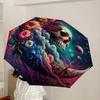 1pc Floral Cosmic Skull Mandala Umbrella with Plastic Handle,Suitable for All Seasons Home Travel Outdoor UmbrellaDD1539