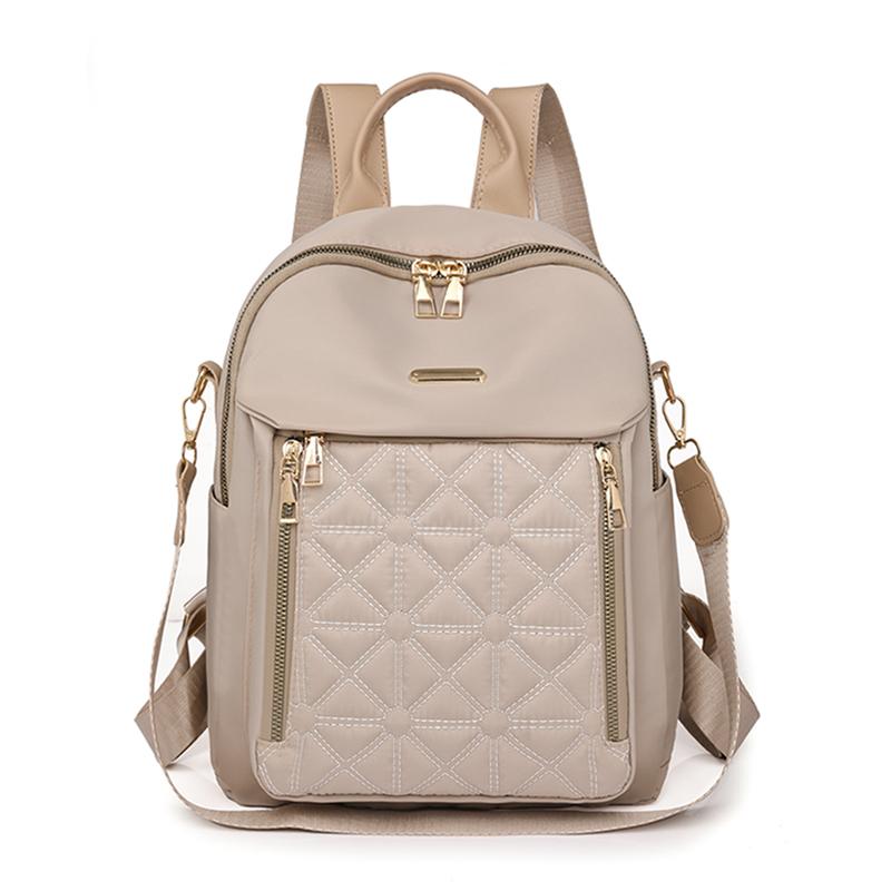 

Повседневный рюкзак Женский легкий рюкзак с ромбической вертикальной молнией бежевый