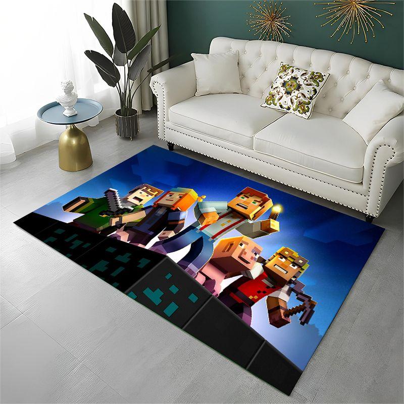 Cartoon S-Sandbox Pixel Bulding Game Non-Slip Area Rug for Living Room,Bedroom,Playroom,Carpet Floor Mat Home Decor Rug Kid Room