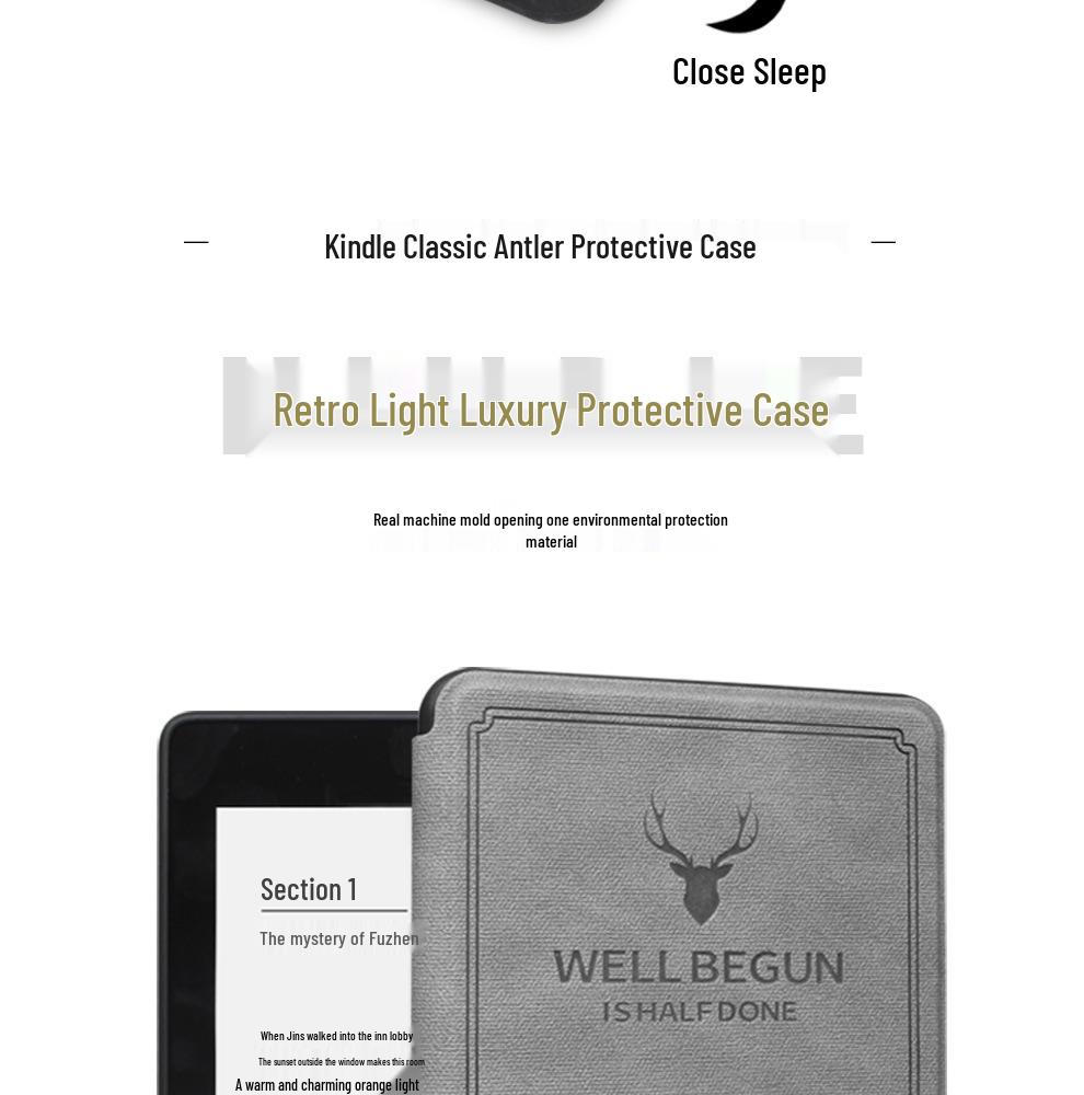 2024 Kindle Paperwhite6543 Protective Case with Deer Head and Ram Horn Pattern