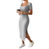 Summer Dress Women Satin Fabric Bodycon Open Slit Casual Elegant For Office Wear