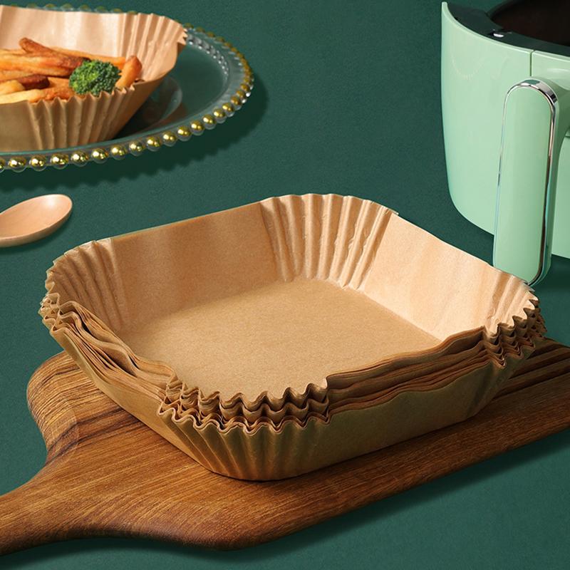 Air Fryer Disposable Parchment Paper Liner 50Pcs Airfryer Bakpapier Oil-proof Paper Tray Non-Stick Baking Mat Oven Pan Pad