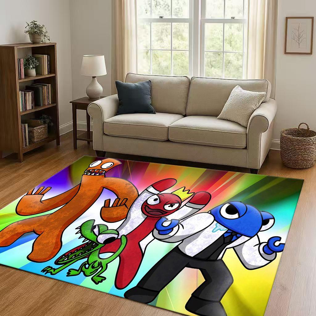 3D R Rainbow Friends Game Cartoon Living Room Non Slip Area Rug Carpet for Bedroom Playroom Sofa,Easy Clean Home Decor Doormat