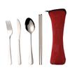 Stainless Steel Cutlery Set: Knife, Fork, Spoon & Chopsticks - Portable 4-Piece Set for Students, Travel, & Gifts
