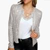 Women's Cardigan Long Sleeve Shiny Sequin Coat Open Front Casual Female Jacketc